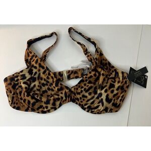 Victoria's Secret Swim Leopard Print Bathing Suit Top 38D NWT Brown Black